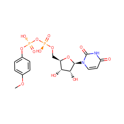 COc1ccc(O[P@@](=O)(O)O[P@@](=O)(O)OC[C@H]2O[C@@H](n3ccc(=O)[nH]c3=O)[C@H](O)[C@@H]2O)cc1 ZINC000045334588