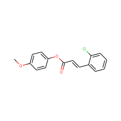 COc1ccc(OC(=O)/C=C/c2ccccc2Cl)cc1 ZINC000003104066