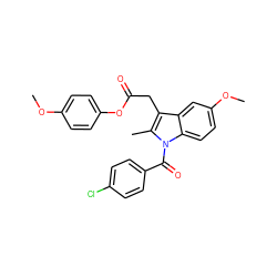 COc1ccc(OC(=O)Cc2c(C)n(C(=O)c3ccc(Cl)cc3)c3ccc(OC)cc23)cc1 ZINC000014806676