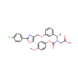 COc1ccc(OC(=O)N(CC(=O)O)[C@@H](C)c2cccc(OCc3coc(-c4ccc(Cl)cc4)n3)c2)cc1 ZINC000049780465