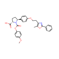 COc1ccc(OC(=O)N2[C@H](C(=O)O)CC[C@H]2c2ccc(OCCc3nc(-c4ccccc4)oc3C)cc2)cc1 ZINC000003990330