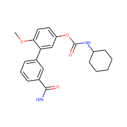 COc1ccc(OC(=O)NC2CCCCC2)cc1-c1cccc(C(N)=O)c1 ZINC000096273131