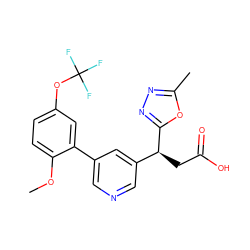 COc1ccc(OC(F)(F)F)cc1-c1cncc([C@H](CC(=O)O)c2nnc(C)o2)c1 ZINC001772629944