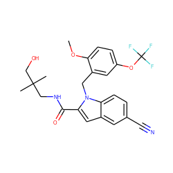 COc1ccc(OC(F)(F)F)cc1Cn1c(C(=O)NCC(C)(C)CO)cc2cc(C#N)ccc21 ZINC000068267214