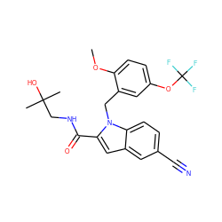 COc1ccc(OC(F)(F)F)cc1Cn1c(C(=O)NCC(C)(C)O)cc2cc(C#N)ccc21 ZINC000071316362