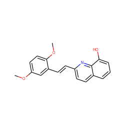 COc1ccc(OC)c(/C=C/c2ccc3cccc(O)c3n2)c1 ZINC000004003819