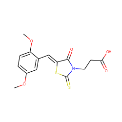 COc1ccc(OC)c(/C=C2\SC(=S)N(CCC(=O)O)C2=O)c1 ZINC000013372533