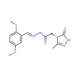 COc1ccc(OC)c(/C=N/NC(=O)C[C@@H]2C(=O)NN=C2C)c1 ZINC000100327006