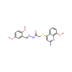 COc1ccc(OC)c(/C=N/NC(=O)CSc2cc(C)nc3c(OC)cccc23)c1 ZINC000000871150