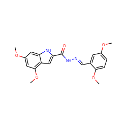 COc1ccc(OC)c(/C=N/NC(=O)c2cc3c(OC)cc(OC)cc3[nH]2)c1 ZINC000002223572