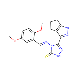 COc1ccc(OC)c(/C=N/n2c(-c3n[nH]c4c3CCC4)n[nH]c2=S)c1 ZINC000005625603