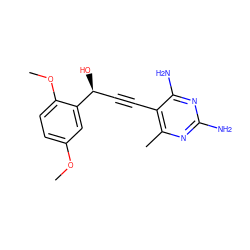 COc1ccc(OC)c([C@@H](O)C#Cc2c(C)nc(N)nc2N)c1 ZINC000045287067