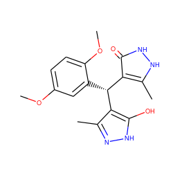 COc1ccc(OC)c([C@@H](c2c(C)n[nH]c2O)c2c(C)[nH][nH]c2=O)c1 ZINC000003908699