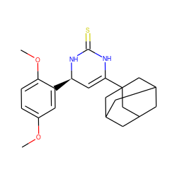 COc1ccc(OC)c([C@@H]2C=C(C34CC5CC(CC(C5)C3)C4)NC(=S)N2)c1 ZINC000008830133