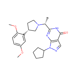 COc1ccc(OC)c([C@@H]2CCN([C@H](C)c3nc4c(cnn4C4CCCC4)c(=O)[nH]3)C2)c1 ZINC000116978726