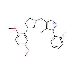 COc1ccc(OC)c([C@@H]2CCN(Cc3cnn(-c4ccccc4F)c3C)C2)c1 ZINC000058534605