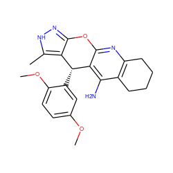 COc1ccc(OC)c([C@@H]2c3c(n[nH]c3C)Oc3nc4c(c(N)c32)CCCC4)c1 ZINC000299830212