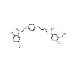 COc1ccc(OC)c([C@H](O)CNc2ccc(CCNC[C@H](O)c3ccc(O)c(CO)c3)cc2)c1 ZINC000073240786