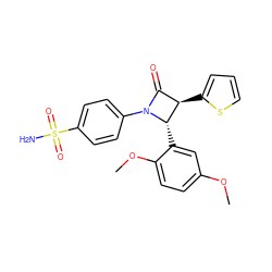 COc1ccc(OC)c([C@H]2[C@H](c3cccs3)C(=O)N2c2ccc(S(N)(=O)=O)cc2)c1 ZINC001772606981