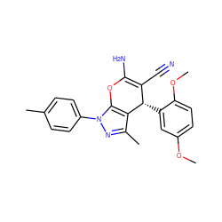 COc1ccc(OC)c([C@H]2C(C#N)=C(N)Oc3c2c(C)nn3-c2ccc(C)cc2)c1 ZINC000000850055