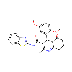 COc1ccc(OC)c([C@H]2C(C(=O)Nc3nc4ccccc4s3)=C(C)N=C3CCCC(=O)C32)c1 ZINC000102680012