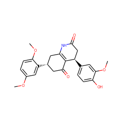 COc1ccc(OC)c([C@H]2CC(=O)C3=C(C2)NC(=O)C[C@H]3c2ccc(O)c(OC)c2)c1 ZINC000004099289