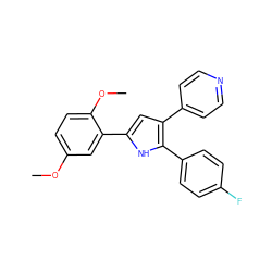 COc1ccc(OC)c(-c2cc(-c3ccncc3)c(-c3ccc(F)cc3)[nH]2)c1 ZINC000026643014