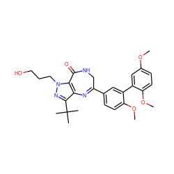 COc1ccc(OC)c(-c2cc(C3=Nc4c(C(C)(C)C)nn(CCCO)c4C(=O)NC3)ccc2OC)c1 ZINC000096922854