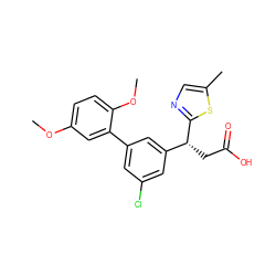 COc1ccc(OC)c(-c2cc(Cl)cc([C@@H](CC(=O)O)c3ncc(C)s3)c2)c1 ZINC001772655833