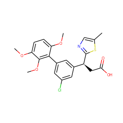 COc1ccc(OC)c(-c2cc(Cl)cc([C@H](CC(=O)O)c3ncc(C)s3)c2)c1OC ZINC000219435016