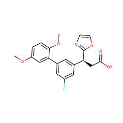 COc1ccc(OC)c(-c2cc(F)cc([C@H](CC(=O)O)c3ncco3)c2)c1 ZINC001772624401