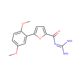 COc1ccc(OC)c(-c2ccc(C(=O)N=C(N)N)o2)c1 ZINC000013642695
