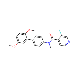 COc1ccc(OC)c(-c2ccc(N(C)C(=O)c3ccncc3F)cc2)c1 ZINC001772635103