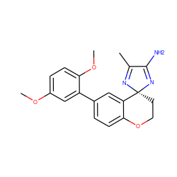 COc1ccc(OC)c(-c2ccc3c(c2)[C@@]2(CCO3)N=C(C)C(N)=N2)c1 ZINC000169708861