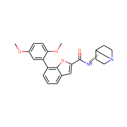 COc1ccc(OC)c(-c2cccc3cc(C(=O)N[C@H]4CN5CCC4CC5)oc23)c1 ZINC000118275929