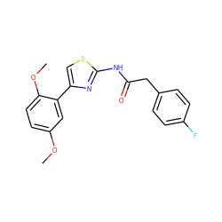 COc1ccc(OC)c(-c2csc(NC(=O)Cc3ccc(F)cc3)n2)c1 ZINC000005268385