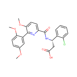 COc1ccc(OC)c(-c2nc(C(=O)N[C@@H](CC(=O)O)c3ccccc3Cl)ccc2OC)c1 ZINC000261191471