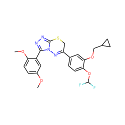 COc1ccc(OC)c(-c2nnc3n2N=C(c2ccc(OC(F)F)c(OCC4CC4)c2)CS3)c1 ZINC000043011411