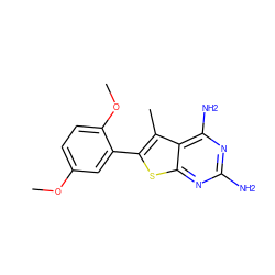 COc1ccc(OC)c(-c2sc3nc(N)nc(N)c3c2C)c1 ZINC000003814992