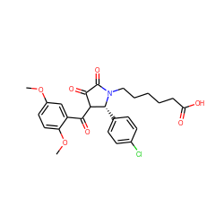 COc1ccc(OC)c(C(=O)C2C(=O)C(=O)N(CCCCCC(=O)O)[C@@H]2c2ccc(Cl)cc2)c1 ZINC000028824569