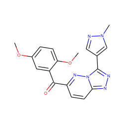 COc1ccc(OC)c(C(=O)c2ccc3nnc(-c4cnn(C)c4)n3n2)c1 ZINC000299829724