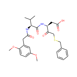 COc1ccc(OC)c(CC(=O)N[C@H](C(=O)N[C@@H](CC(=O)O)C(=O)CSCc2ccccc2)C(C)C)c1 ZINC000003993750