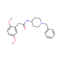 COc1ccc(OC)c(CC(=O)NC2CCN(Cc3ccccc3)CC2)c1 ZINC000013779917