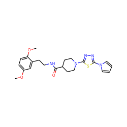 COc1ccc(OC)c(CCNC(=O)C2CCN(c3nnc(-n4cccc4)s3)CC2)c1 ZINC000006577867