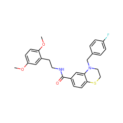 COc1ccc(OC)c(CCNC(=O)c2ccc3c(c2)N(Cc2ccc(F)cc2)CCS3)c1 ZINC000009962699