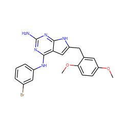 COc1ccc(OC)c(Cc2cc3c(Nc4cccc(Br)c4)nc(N)nc3[nH]2)c1 ZINC000013859509