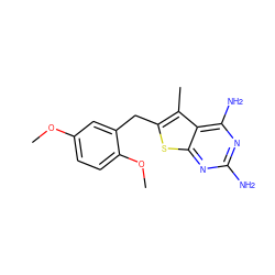 COc1ccc(OC)c(Cc2sc3nc(N)nc(N)c3c2C)c1 ZINC000003814993