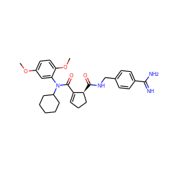 COc1ccc(OC)c(N(C(=O)C2=CCC[C@@H]2C(=O)NCc2ccc(C(=N)N)cc2)C2CCCCC2)c1 ZINC000013493934