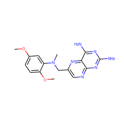 COc1ccc(OC)c(N(C)Cc2cnc3nc(N)nc(N)c3n2)c1 ZINC000003814997