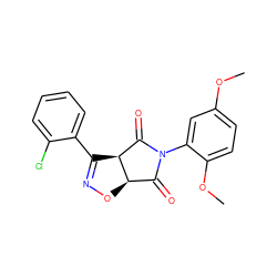 COc1ccc(OC)c(N2C(=O)[C@H]3ON=C(c4ccccc4Cl)[C@H]3C2=O)c1 ZINC000100453719